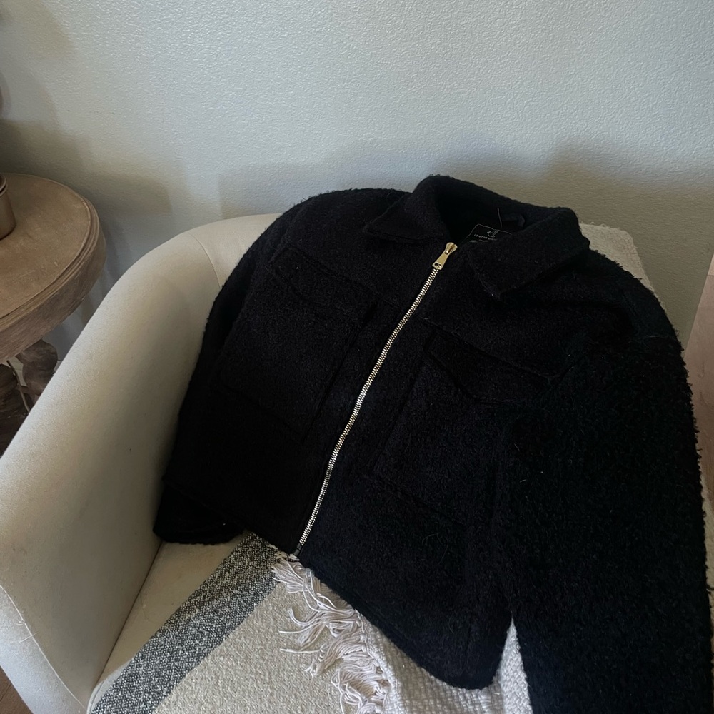Love for humanity couture black jacket with gold zipper